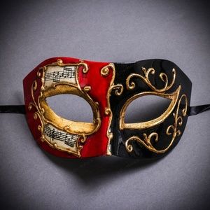 Unisex Musical Venetian Masquerade Red Black